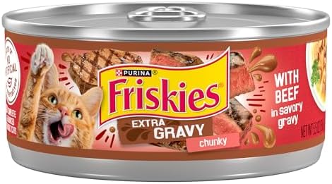 Purina Friskies Extra Gravy Wet Cat Food Chunky With Beef in Savory Gravy - (Pack of 24) 5.5 oz. Cans