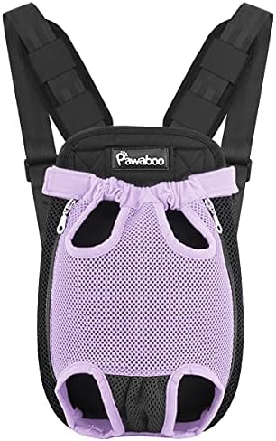 Pawaboo Pet Carrier Backpack, Adjustable Pet Front Cat Dog Carrier Backpack Travel Bag, Legs Out, Easy-Fit for Traveling Hiking Camping for Small Medium Dogs Cats Puppies, Small, Purple