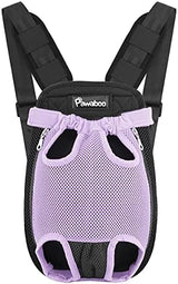 Pawaboo Pet Carrier Backpack, Adjustable Pet Front Cat Dog Carrier Backpack Travel Bag, Legs Out, Easy-Fit for Traveling Hiking Camping for Small Medium Dogs Cats Puppies, Small, Purple