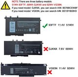 Dentsing 11.4V 51Wh 93FTF Laptop Battery Replacement For Dell Precision 15 3520 Latitude E5480 E5580 E5590 5280 Series Notebook D4CMT