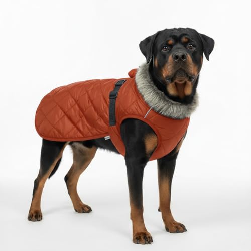 LUVMOJO XXXXL Dog Winter Coat for Giant Breeds, Heavy-Duty Warm Fleece Jacket for Extra Large Dogs, Waterproof Reflective Pet Clothing with Elastic Chest Band, Outdoor Cold Weather Outfits & Overalls