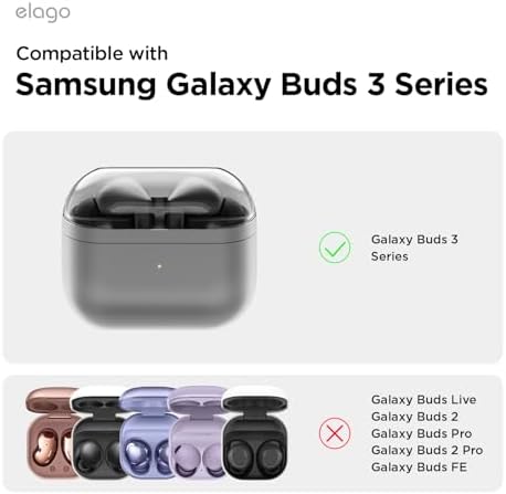 elago Compatible with Samsung Galaxy Buds 3 Case & Galaxy Buds 3 Pro Case, Duo Case with Carabiner, Premium Silicone + TPU Cover, Wireless Charging, Headphone Accessories, for Men, for Women (Black)