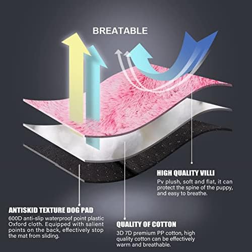 Vonabem XL Dog Bed Large Crate Pad, Washable Pink Pet Beds, Deluxe Plush Soft Crate Bed 42 inch, Dog Mats for Sleeping, Anti-Slip Kennel Pad 41 * 27 inch