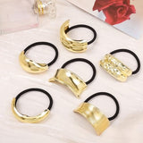 Hair Ties for Women, Gold Metal Hair Cuffs Hair Accessories Elastic Hair Ties Ponytail Cuff Hair Bands for Both Thick Hair and Thin Hair