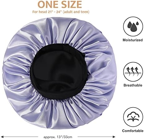 HAT HUT Satin Bonnet Silk Bonnet Sleep Cap for Women Hair Bonnet for Curly Hair Sleeping Adjustable Wide Band Double Layer