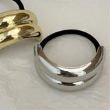 papasgix Metal Hair Ties, Metal Geometric Elastic Hair Ties, Hair Cuff Wrap Hair Ties for Thick Hair Elastic Hair Ties for Women Hair Accessories (Gold+Silver-1)