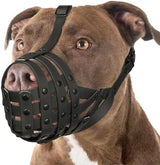 Mayerzon Pitbull Muzzle for Large Medium Sized Dogs to Prevent Biting Scavenging, Basket Muzzle for Rottweiler Staffordshire Terrier in Grooming Training, Allow to Pant Drink, Lightweight and Sturdy