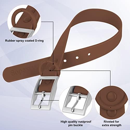 Adjustable Dog Collar with Airtag Holder: Durable Dog Collars, Soft Rubber Coated Webbing, Waterproof and Easy to Clean, for Small Medium Large Dogs(L|15"-19" × 1 in, Coca Mocha)