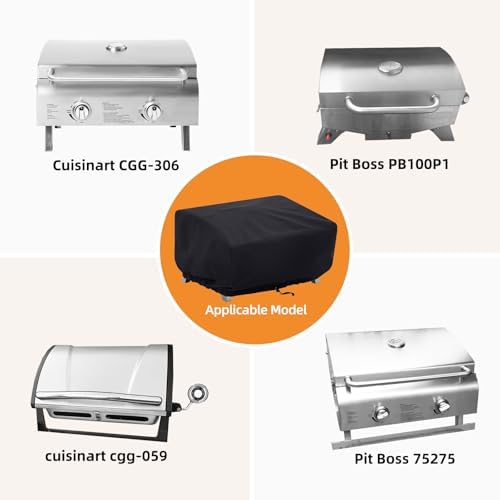 NOELIFE 24 Inch Tabletop Grill Cover for Cuisinart CGG-306/ CGG-059A/ CGG-059, Pit Boss 75275/ PB336GS/ PB100P1, Waterproof Outdoor BBQ Grilling Griddle Accessories, Black (Cover Only)