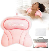 Bath Pillows for Tub, Bath Pillow Luxury Bathtub Pillow, Comfy Bath Tub Pillow for Bathtub for Head and Neck with Non-Slip Suction Cups for Tub, Relaxing Bath Accessories Spa Gifts-Pink