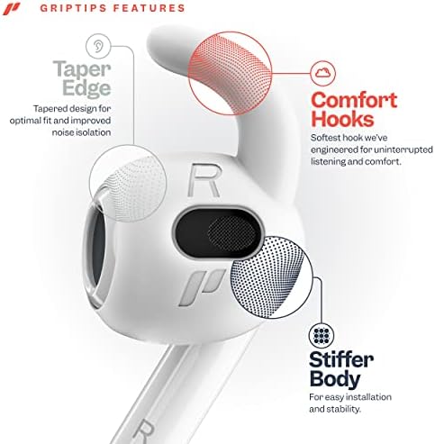 Proof Labs 3 Pairs AirPods 3 Ear Hooks Covers [Added Storage Pouch] Grip Tips Anti Slip Wings Accessories Compatible with Apple AirPod 3rd Generation (White)