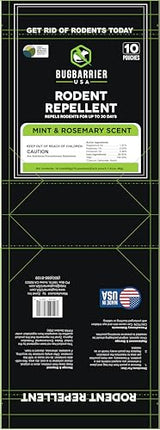 BugBarrier's Extra-Strength Mouse Repellent Pouches, USDA 99% Biobased, Peppermint & Rosemary Oils Repel Mice Nesting & Freshen Air in Car, RV, Boat, Garage, Shed, Cabin Made in The USA (Pack of 10)