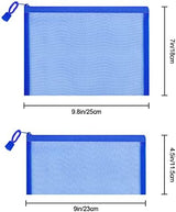 12 Pieces Zipper Nylon Mesh Pouch, Mesh Cosmetic Bags Makeup Bags Pencil Case, Multipurpose Travel Bags for Cosmetic School Office Supplies and Travel Accessories (Blue, A5) (WB06)