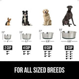 GORILLA GRIP Set of 2 Dog Bowls, Holds 4 Cups (32 fl oz), Heavy Duty Metal Food and Water Bowl for Feeding Dogs and Cats, Dishwasher Safe, Rust Resistant Stainless Steel, BPA Free Rubber Base, Green