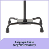 Medline Aluminum Quad Cane with Large Base for Balance, Knee Injuries, Leg Surgery Recovery & Mobility, Portable, Lightweight Walking Aid for Seniors & Adults