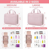 Travel Toiletry Bag for Women, Portable Makeup Cosmetic Bag with Hanging Hook, Travel Essentials 3 in 1 Packing Organizer Travel Bag for Accessories, Shampoo, Full-size Container, Toiletries