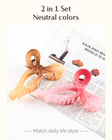 Yanibest Elegant Bow Hair Claw Clips Stylish Large Hair Clips for Thin andThick Hair | Holiday Gift for Teen Girls | Chic Hair Styling Accessories for Women (Beige/Pink)