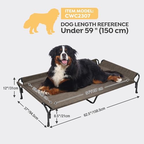 Veehoo Cooling Raised Dog Bed, Guardrail Elevated Dog Bed, Chewproof Dog Bed Frame with Washable & Breathable Teslin Mesh, Non-Slip Dog Sofa Bed Cot for Indoor & Outdoor, XX Large, Brown