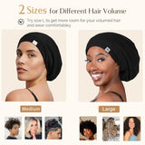 YANIBEST Slouchy Beanie Hat Satin Lined Sleep Cap Satin Bonnet Chemo Headwear Caps for Women and Men Pure Black