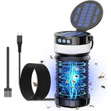 Solar Bug Zapper Outdoor,Cordless Rechargeable Mosquito Zapper, 4200V High Power,45000Hrs Working Life,IP66 Waterproof,Electric Fly Zapper Zapper for Outdoor Home Garden Patio Backyard (Blue-2)