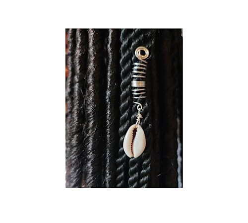 Cowrie Shell Loc Jewelry, Copper Wire Wrapped Dreadlock Jewelry, Beads For Braids, Locs, And Twists, Handmade Hair Accessories (Silver)