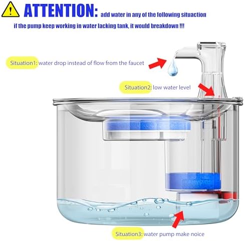 Cat Water Fountain, Stainless Steel Inside Ultra-Quiet Pump, 2L/67oz Automatic Dog Dispenser Water Bowl, Multiple Pets Water Fountain