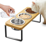 Elevated Cat Bowls with 3 Stainless Steel Bowls | 10° Tilted Anti-Vomiting Raised Cat Food Bowls for Small Cats and Puppies Pet Bowls with Stand