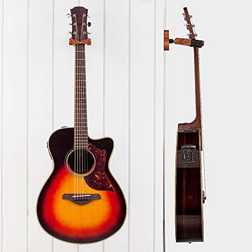 Guitar Wall Mount, Auto Lock Guitar Wall Hanger, Hard Wood Base in Guitar Shape Guitar Hook, Guitar Holder for Acoustic, Electric, Classical, Bass Guitars, Guitar Accessories