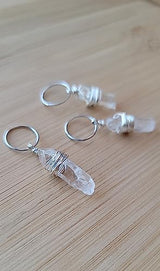 1 Quartz Crystal Loc Jewelry, Dreadlock Hair Beads, Stone Hair Rings, Natural Gemstones Adornment for Women Braids Hair Decoration Accessories (Silver Hair Ring)