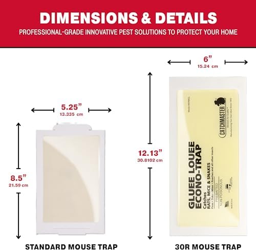 Catchmaster Gluee Louee Rat Extra Large Traps 30-PK, Heavy Duty Glue Traps, Mouse Traps for Home, Pre-Scented Adhesive Glue Boards for Inside House, Snake, Mice, & Spider Traps, Pet Safe Pest Control