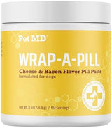Pet MD Wrap A Pill Cheese & Bacon Flavor Pill Paste for Dogs - Make a Pocket or Pouch to Hide Pills & Medication - 8 oz