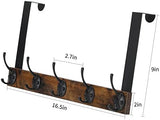 YINMIT Over The Door Hooks Heavy Duty, Vintage Wood Over Door Hanger Hook, Over The Door Coat Towel Rack for Hanging Towels, Clothes, Hats, Scarfs, Handbags, Back of Bathroom Door (Matte Black)