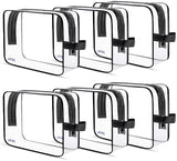 VYRL 6 Pack Clear Makeup Bags – 3 Large & 3 Small TSA-Approved Quart-Size Toiletry Bags – Water-Resistant Durable PVC Pouches with Zippers for Travel Essentials & Carry-On Accessories – Black