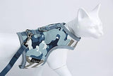Cat Harness and Leash for Walking Escape Proof, Adjustable Cat Vest Harness, Padded Stylish Cat Walking Jackets, Grey Camo, X-Small