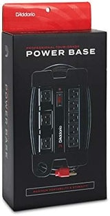 D'Addario Accessories Tour-Grade Power Base - Base Protector - Stage Power Strip with 6 ft Cable - 5 Standard and 3 Transformer- Guitar Amp Outlet - Music Surge Protector with Indicator Light