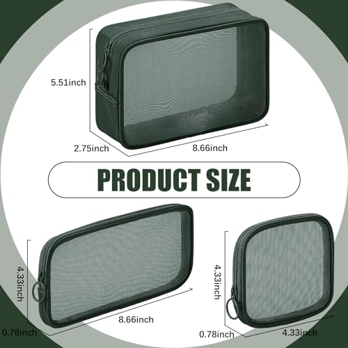 Weewooday 4 Pcs Mesh Makeup Bag Mesh Cosmetic Bag Travel Toiletry Pouch with Zipper Mini Portable Makeup Cosmetic Toiletry Purse for Daily Accessories (White,Small)(Small, Large, Medium,Olive Green)