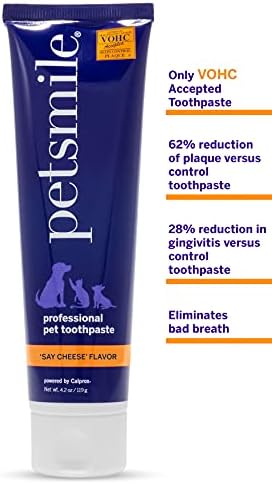 Petsmile Professional Pet Tooth Brushing Kit - Cat & Dog Toothbrush and Toothpaste for Plaque, Tartar, & Bad Breath - VOHC Accepted Non Enzymatic Cat & Dog Toothpaste (Say Cheese, 4.2 Oz)