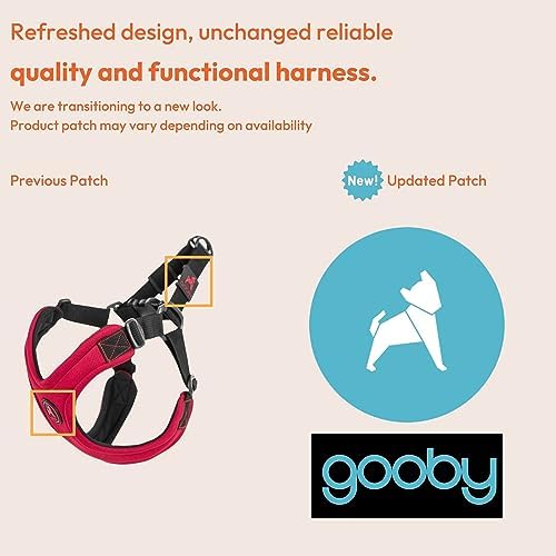 Gooby Escape Free Sport Harness - Red, Medium - No Choke Step-in Patented Neoprene Small Dog Harness with Four-Point Adjustment - Perfect on The Go Dog Harness for Medium Dogs No Pull and Small Dogs