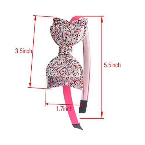 XIMA 10pcs Glitter Sequin Bow Hairband Shiny Bow Knot Teeth Plastic Headbands for Kids Hair Accessories
