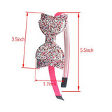 XIMA 10pcs Glitter Sequin Bow Hairband Shiny Bow Knot Teeth Plastic Headbands for Kids Hair Accessories