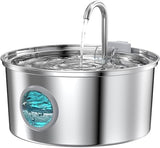 Cat Water Fountain Stainless Steel - Dog Automatic Waterer Bowl - Auto Pet Dispenser - Small Pets Drinking Waterer Indoor - Auto Dish Animal Fountains - 108oz/3.2L Metal Self Kitty Watering Supplies