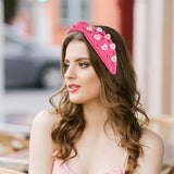 Casoty Valentines Day Headband for Women, Valentines Day Accessories, Rose Pink Heart Headband Cupid, Heart Hair Accessories for Women