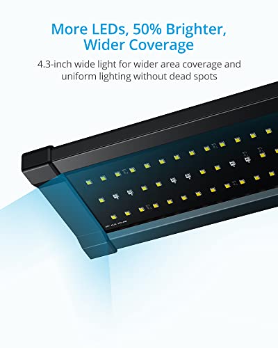 NICREW ClassicLED Gen 2 Aquarium Light, 11 Watts, Dimmable LED Fish Tank Light with 2-Channel Control, White and Blue LEDs, Size 12 to 18 Inch