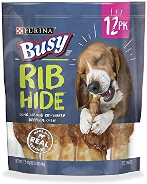 PURINA Busy Small/Medium Breed Dog Rawhide Treat, Rib Hide - 12 ct. Pouch