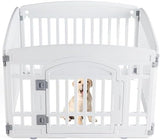 Sweetcrispy Plastic Dog Playpen - 4-Panel 24" Expandable & Durable Pet Fence for Medium Dogs - Indoor & Outdoor Portable Puppy Playpen with Secure Locking Door, White