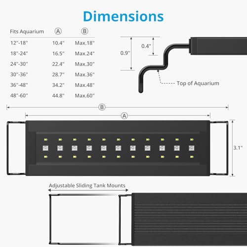 NICREW C10 24/7 LED Aquarium Light for Plants, 12-18 Inches, 9W, Full Spectrum Fish Tank Light with Timer, Brightness Adjustable