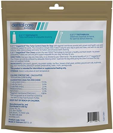 Virbac C.E.T. VEGGIEDENT Flex Tartar Control Chews for Dogs - Large