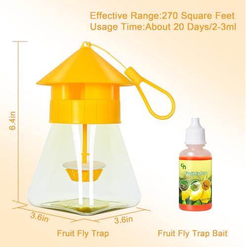 Simashts Reusable Fruit Fly Traps Outdoor Hanging with Fruit Fly Bait Trap Refill, Fly Killer Fruit Fly Catchers for Outdoor Vegetable Garden, Orchards (Not for Kitchen)