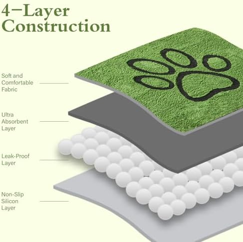 Qeils Washable Pee Pads for Dogs, 2 Pack Super Absorbent Reusable Puppy Pads with Green Long Wool for Potty Training, Floor, Couch, Bed, and Crate,36"x 41"