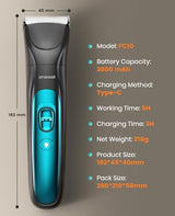oneisall Silent Dog Clippers for Grooming, LED Light Dog Paw Trimmer Dog Nail Grinder, Rechargeable 2000mAh Dog Grooming Clippers Cordless Dog Hair Trimmer Electric Dog Trimmer for Small Dog Large Dog